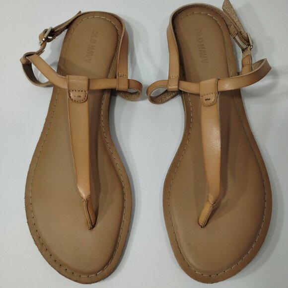 Old Navy Flat Sandals Womens Size 9 Beige Slingback Strap Flip Flop Buckle - Picture 1 of 9